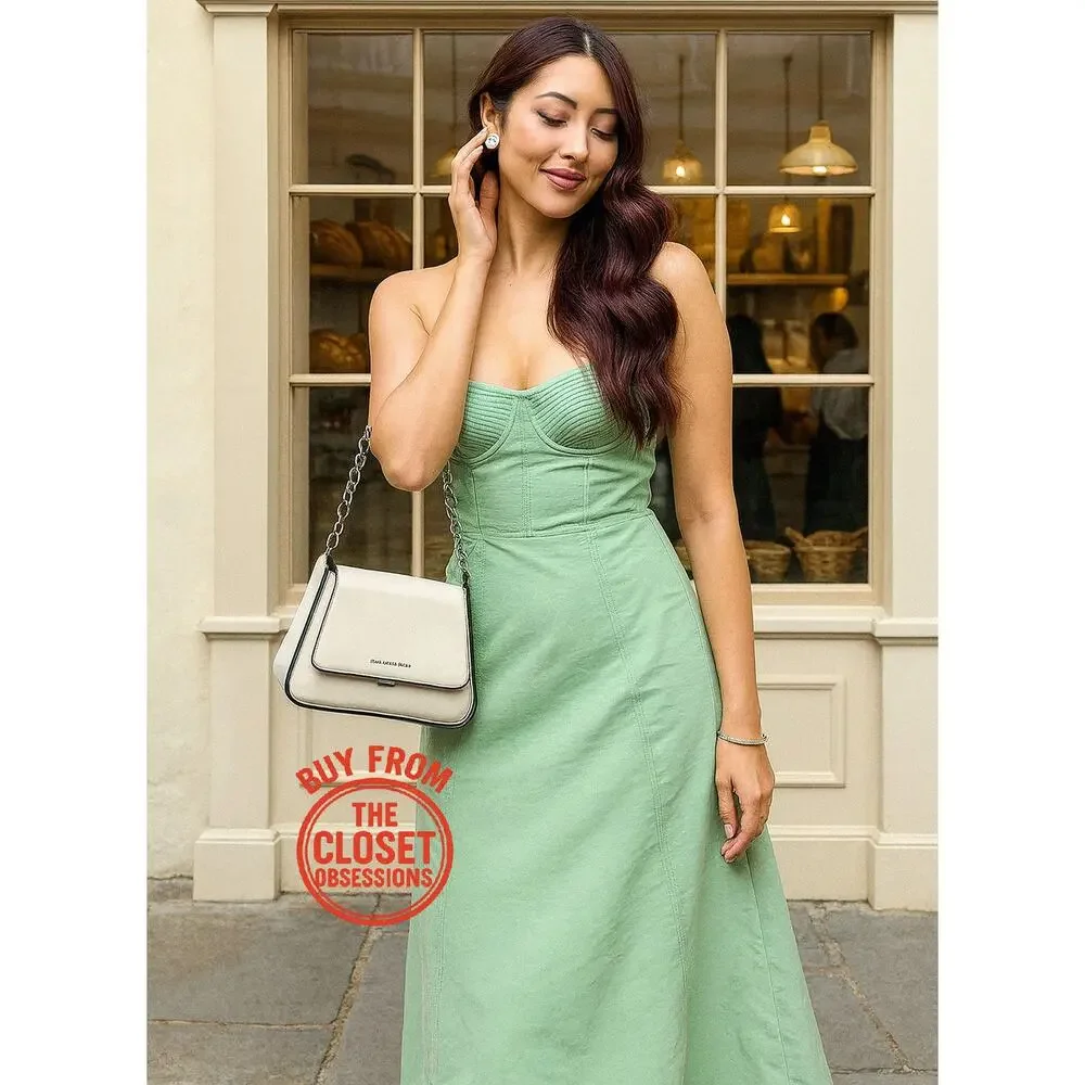 MANGO Corset-Style Strapless Midi Dress 💚✨ NWT - Picture 2 of 16